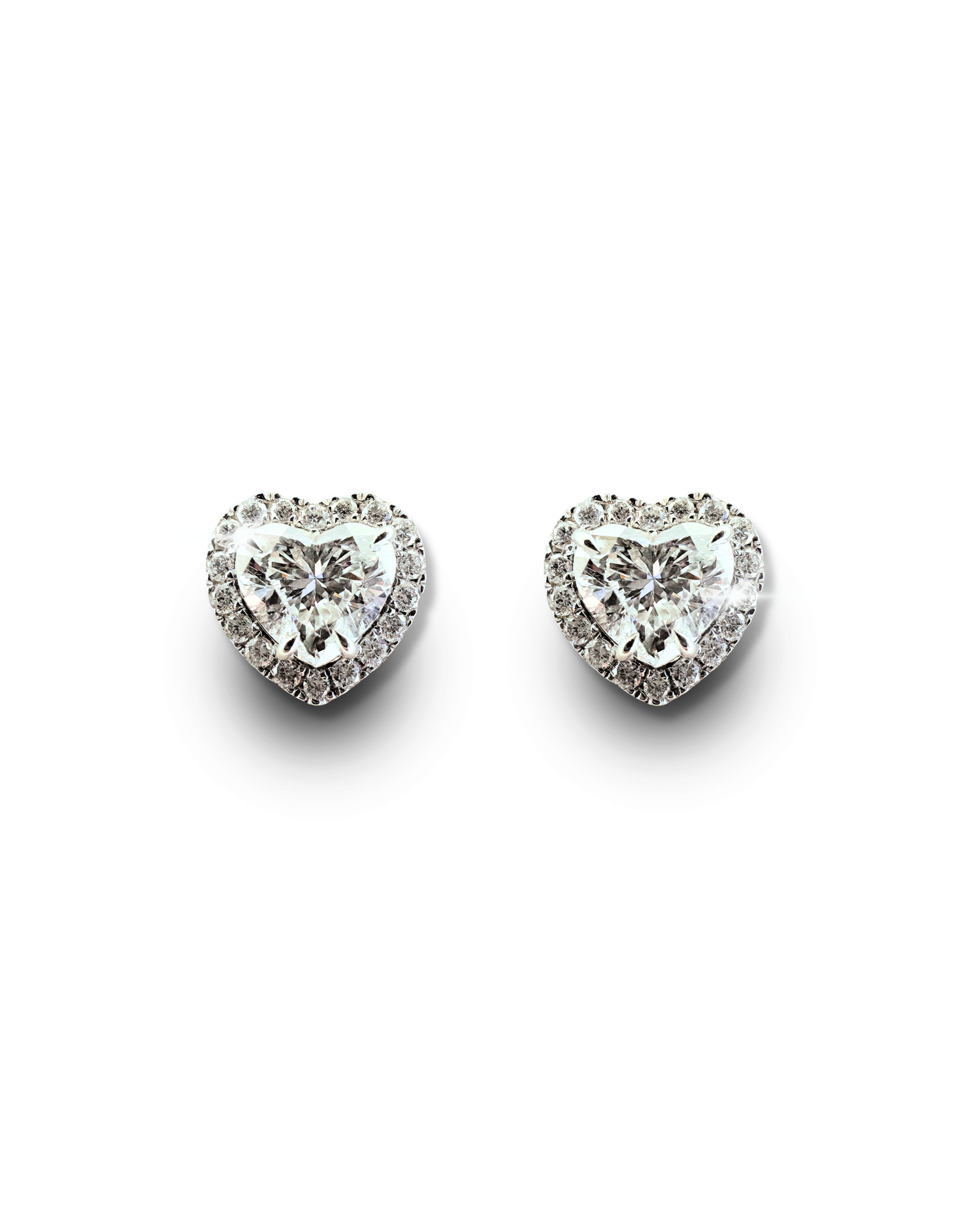 Raisove PT950鉑金 2.04cts／2p 雙心映鑽石耳釘(E-007)