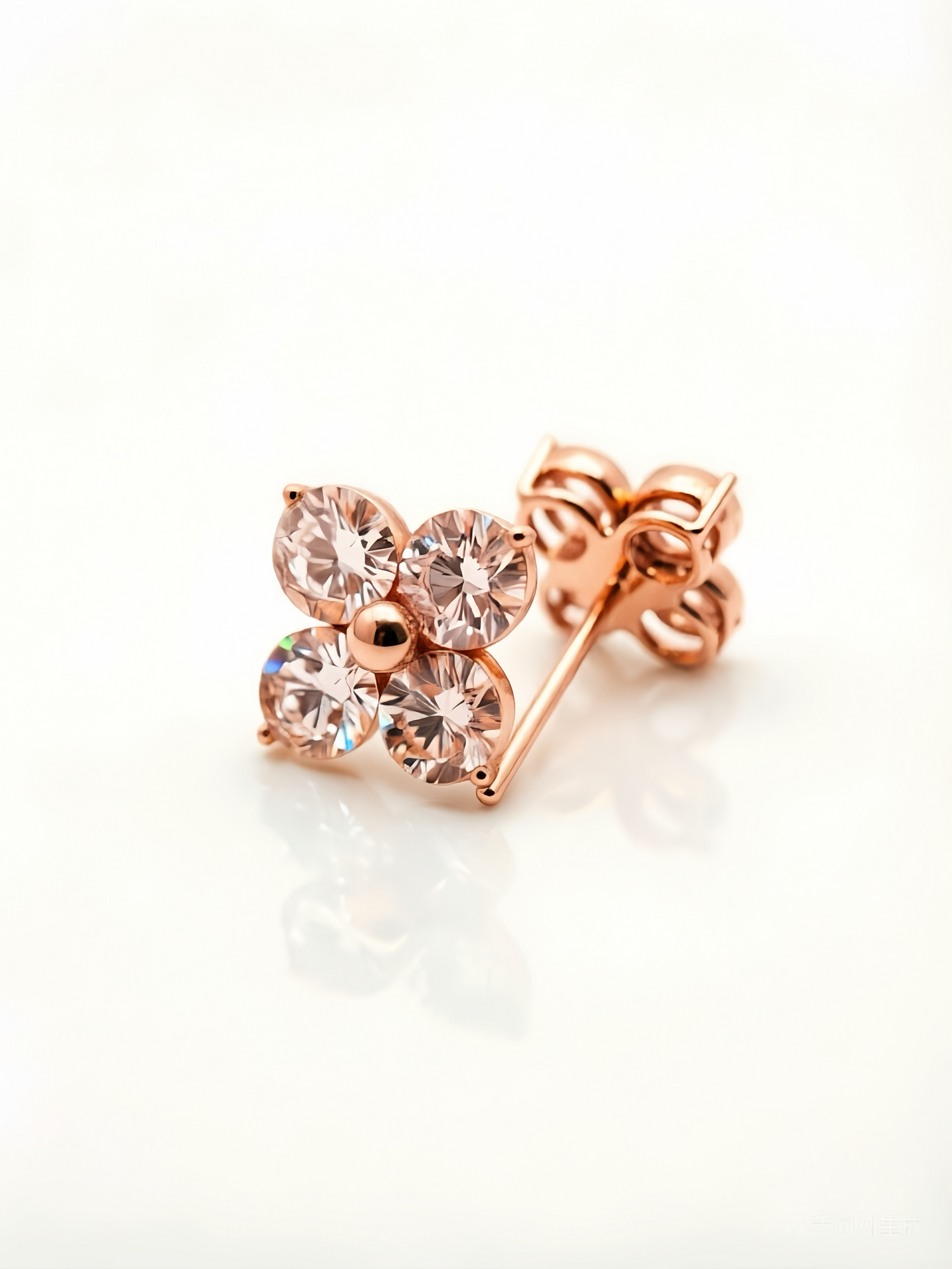 Raisove 18K红 2.9ct/2p 如願鑽石耳釘 (E-010)