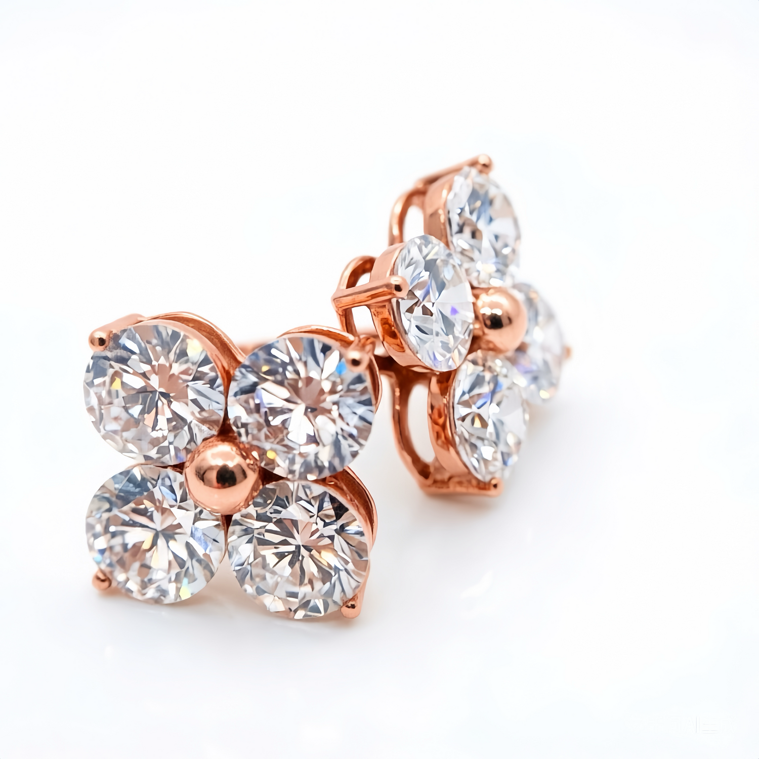 Raisove 18K红 2.9ct/2p 如願鑽石耳釘 (E-010)